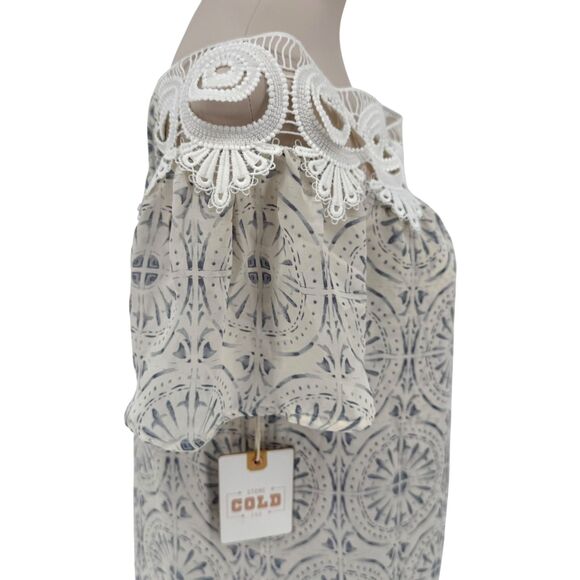 Stone Cold Fox Silk Off Shoulder Mini Dress M 2 Chiara Porcelain Revolve Mosaic - Picture 7 of 16